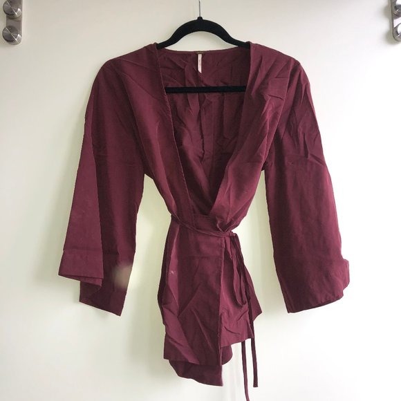 Free People Tops - Free People Burgundy Wrap Top